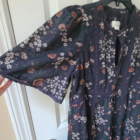 Anthropologie Lori Tunic Floral Dress - Blue, White And Orange XS - Picture 6 of 17